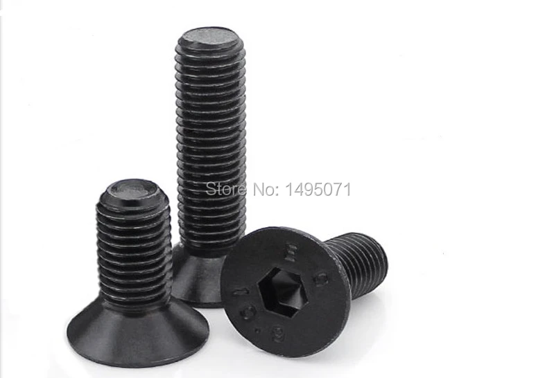 3mm Black Alloy Steel Grade10.9 High Tensile Flat Allen Bolts Hexagon Socket Countersunk Head Screws Metric DIN7991 M3 x 6mm 100pcs//lot M3