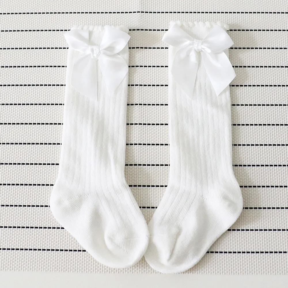 Детские носки для новорожденных Skarpetki/Гольфы с большим бантом для маленьких девочек, дышащие удобные мягкие хлопковые кружевные детские носки