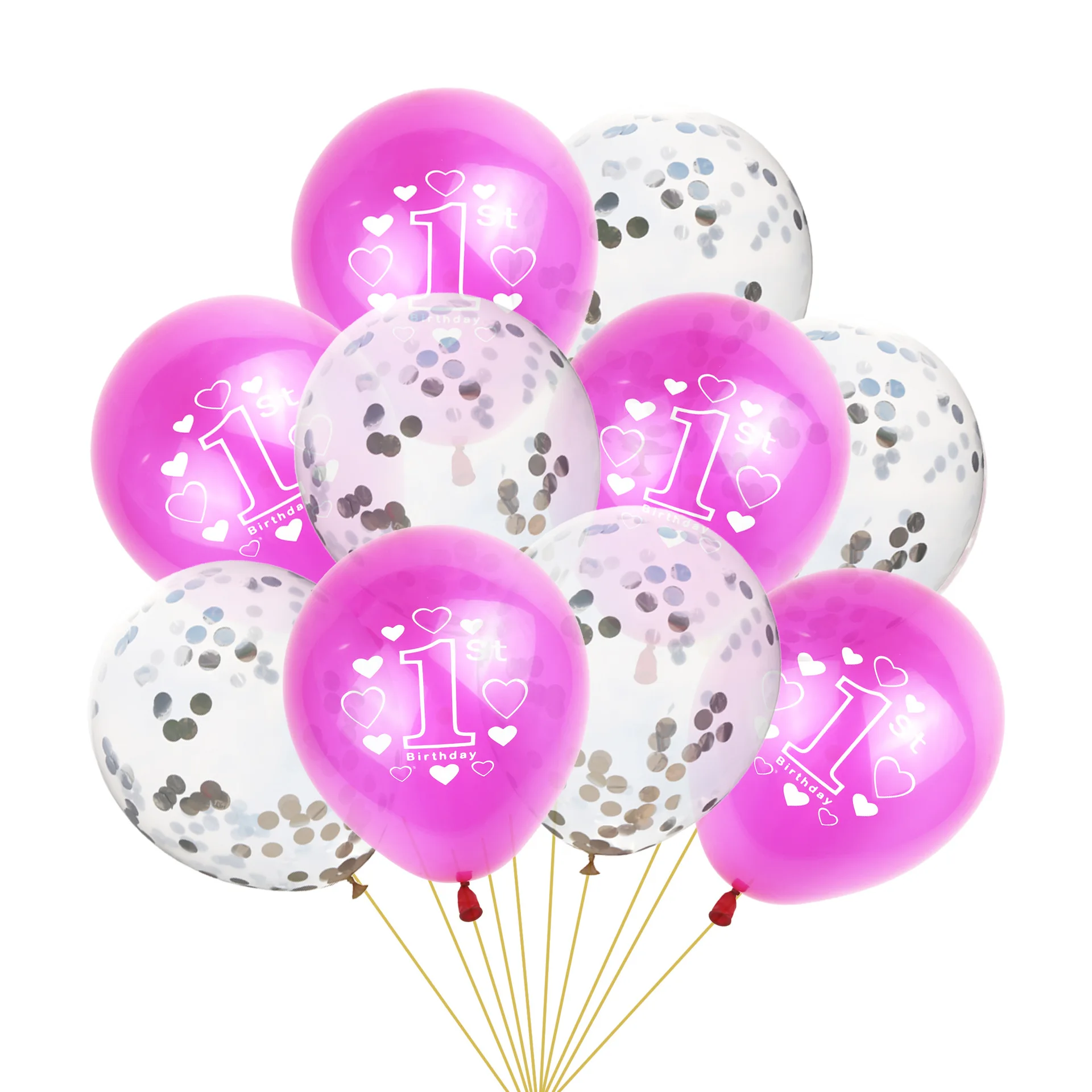

NICROLANDEE 10pcs/set 1st Birthday Party Decor Number One Printed Baby Shower Confetti Ballons Sequined Kids Latex Ballons