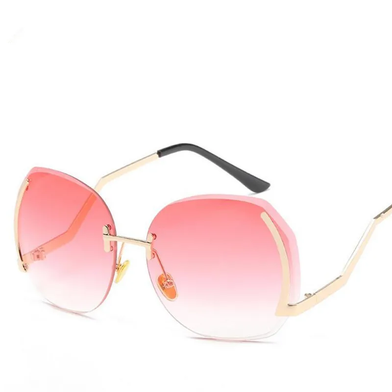 Emosnia модные негабаритные солнцезащитные очки без оправы женские классические брендовые дизайнерские солнцезащитные очки для мужчин и женщин с большой оправой - Цвет линз: c4 pink
