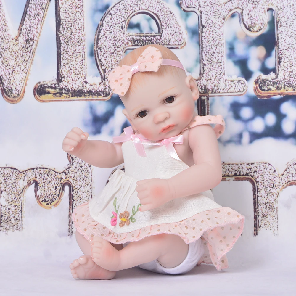 Милые 11 дюймовые мини куклы Reborn Babies полностью силиконовые виниловые для
