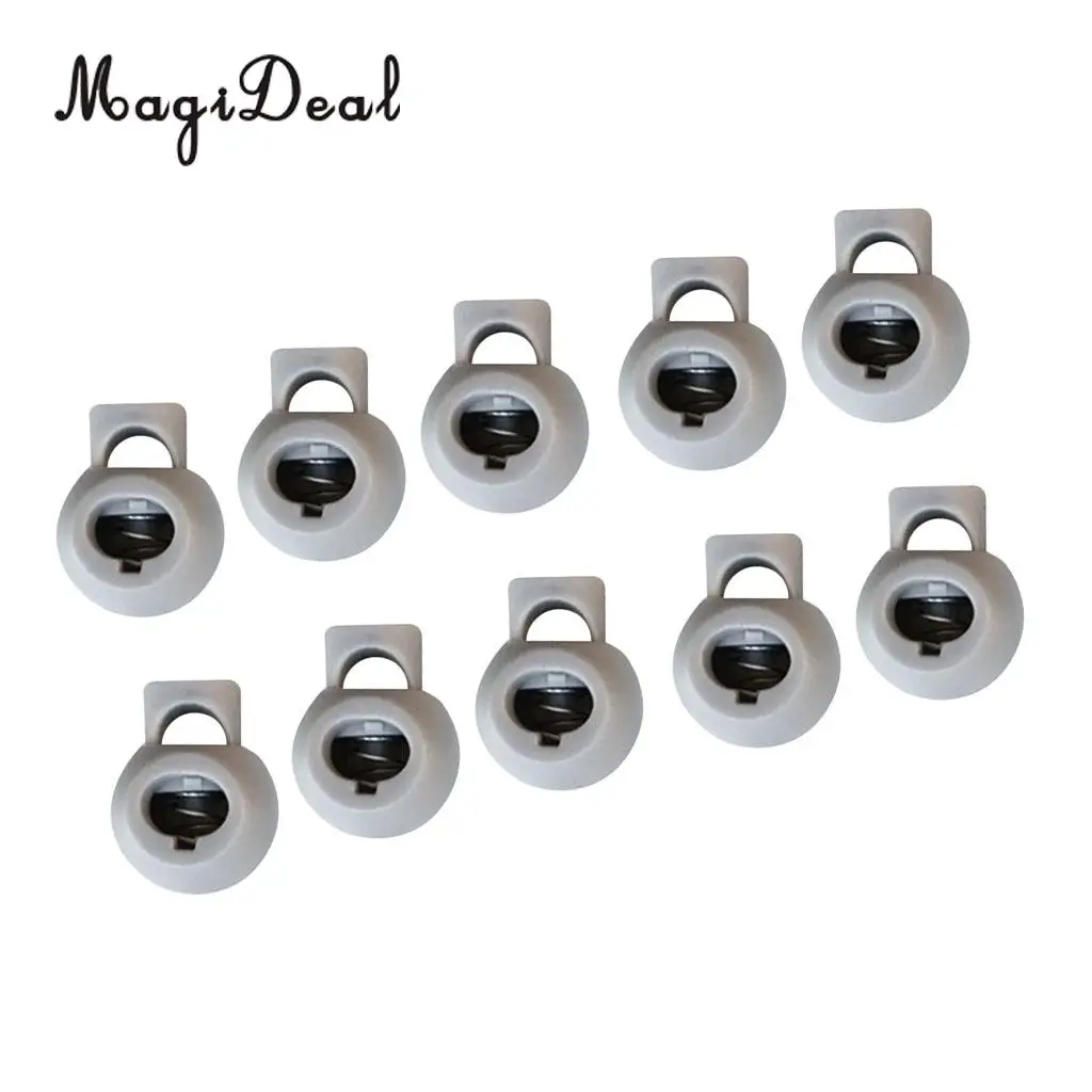 MagiDeal Pack 10 Rope Ball Stoppers Toggle Lock Ends Spring Buckle for Paracord Elastic Cord Bungee Rope Garment Shoelace