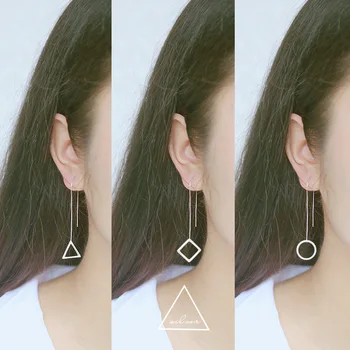 

New Design Silver Color Circle Triangle Square Earrings for Women Christmas Girls Gift