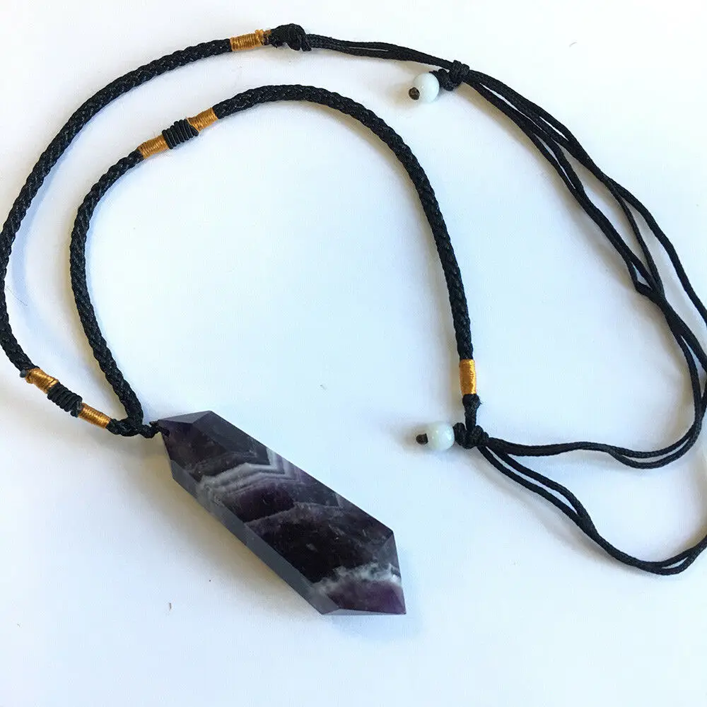 

Natural Fluorite Crystal Pendant Healing Gemstone Reiki Quartz Hexagonal Wand 1pc