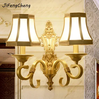 

JIFENGCHENG European-style Copper Wall Lamp American Living Room Wall Lamp Jane E14 Bedroom Dining Room Study Wall Lamp