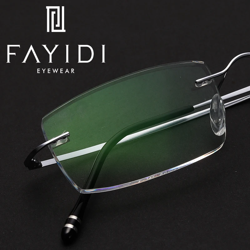 

Metal Rimless Spectacle Frame Men Super Light Optical Transparent Prescription Clear Myopia Computer Glasses Frame #F141