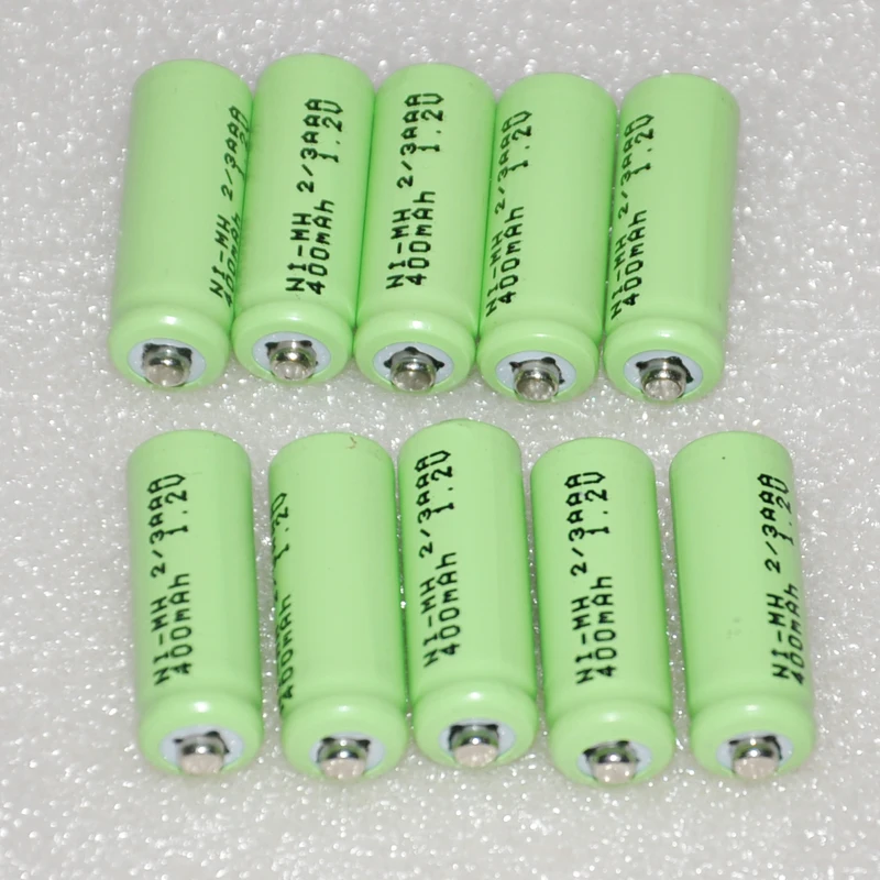 5-10 UNITEK 1,2 V 2/3AAA аккумуляторная батарея 400mah 2/3 AAA Ni-MH cell Point top для солнечных батарей, светильник, игрушки, беспроводной телефон