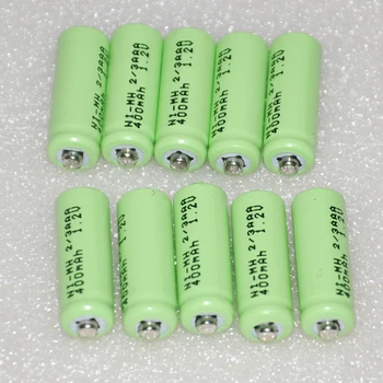 

5-10 UNITEK 1.2V 2/3AAA rechargeable battery 400mah 2/3 AAA ni-mh cell Point top for solar light toys cordless phone