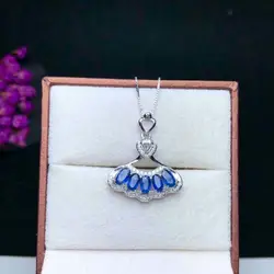 Shilovem 925 стерлингового серебра натуральным Сапфировые Подвески ожерелье прилагается завод fine Jewelry Новый модный подарок 3*5 мм yhz030501agl