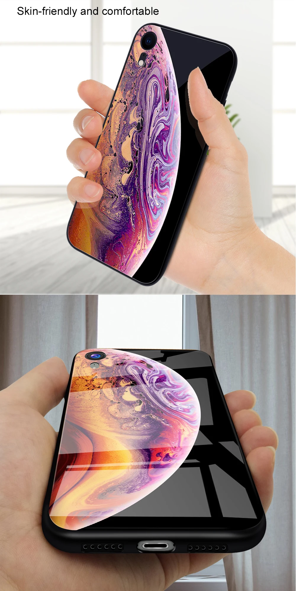 Portefeuille For iPhone XS Max Case Luxury Glitter Silicone Bumper Tempered Glass Back Cover For iPhone XR X S xsmax Accessories (5)