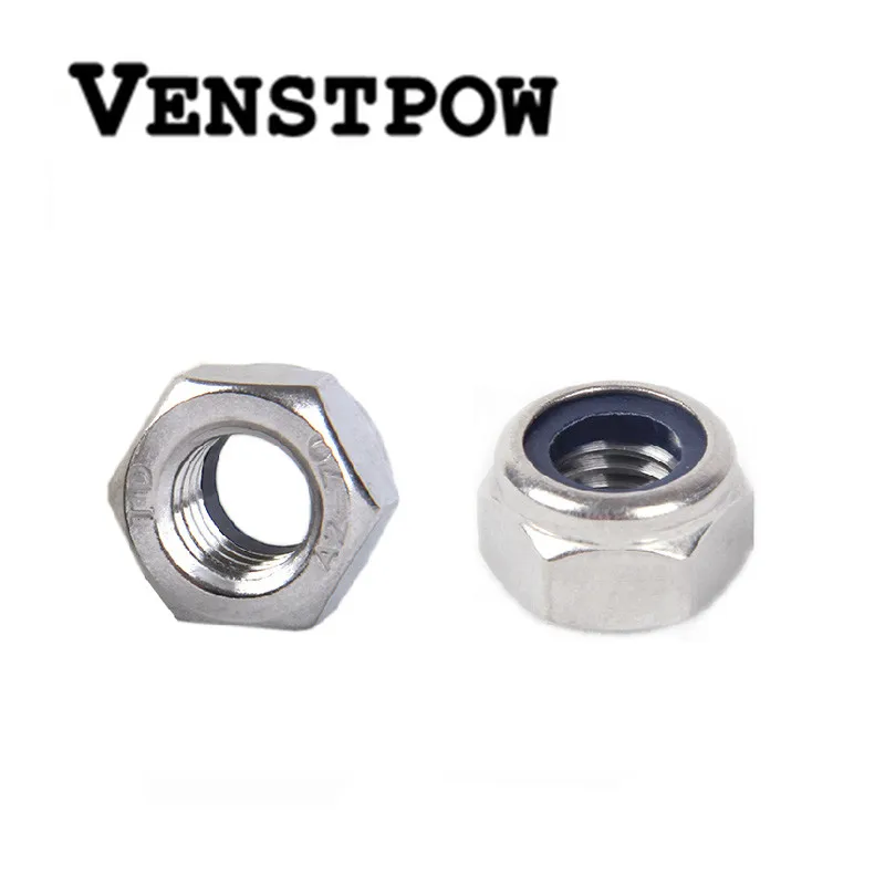 

50pcs/lot Metric DIN985 M2 M2.5 M3 M4 M5 M6 M8 M10 M12 304 Stainless Steel Hex Head Nylon Insert Lock Nuts