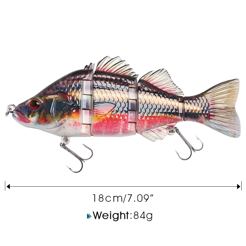 DONQL, 1 шт., приманка для рыбалки, искусственная приманка, 4 секции, 84 г, 21 г, 18 см, 14 см, плавающая приманка, рыболовные воблеры, кренкбейт, 3D глаза, тройные Крючки - Цвет: 18cm 84g