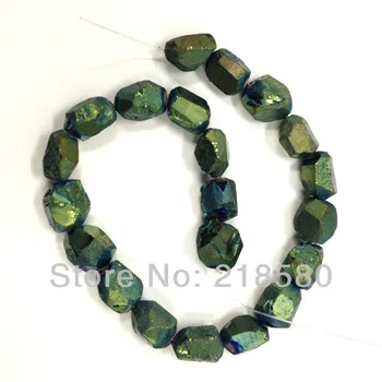 

H-TB40 Green Titanium Quartz Beads, Green Cystal Nugget Beads, green Quartz Beads, Rock Crystal Beads