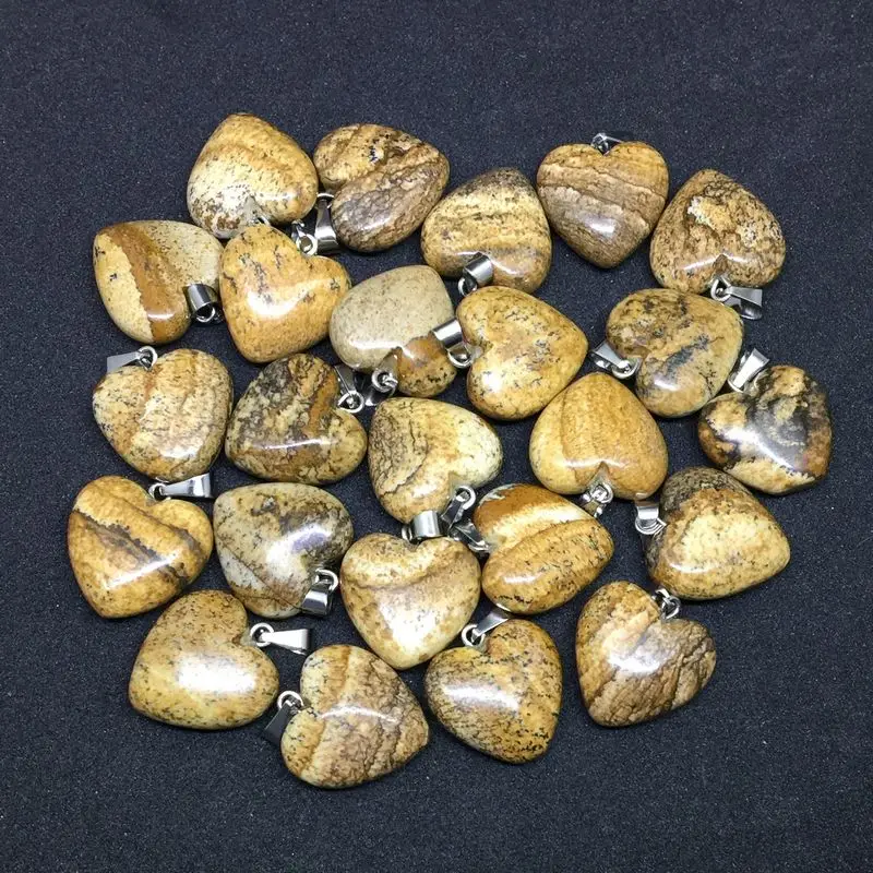15 цветов модные полудрагоценные камни Сердце Серьги Подвески Опал Howlite оникс Шарм кулон в форме сердца, украшения 16 мм DIY поставки