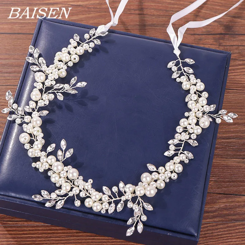 

Pearl Headband Wedding Hair Accessories Bride Hairband Rhinestone Pearl Bride Headband Tiara For Women Wedding Hair Band Crysta