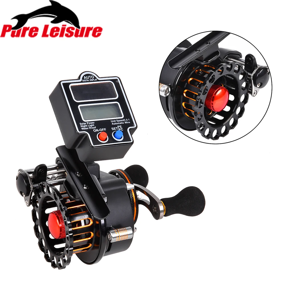 

PureLeisure Raft Fishing Reel 4+1 BB 3.5:1 Gear Ratio Right/Left with Digital Line Counter Aluminum Spool Fishing Reel