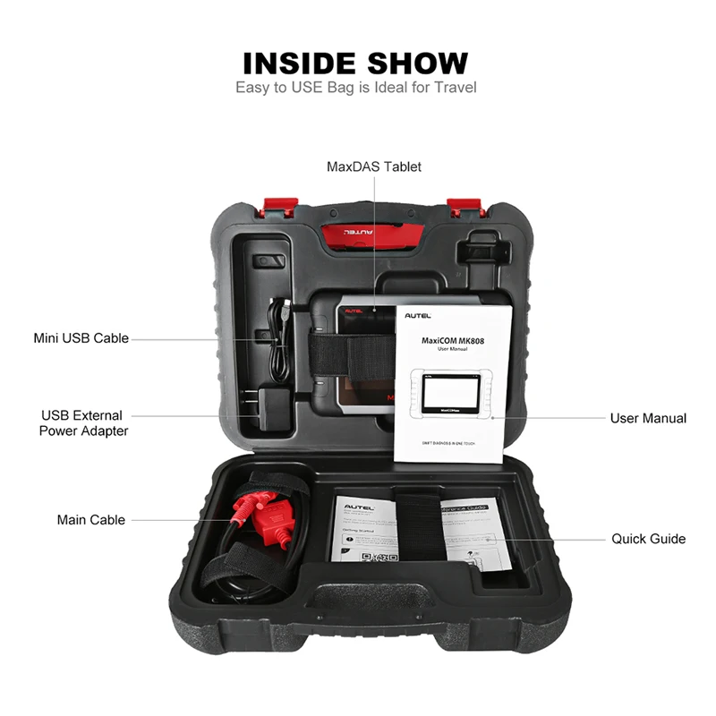 Autel MaxiCOM MK808 OBD2 сканер для диагностики автодиагностический сканер обд сканер для авто сканер профессиональное диагностическое средство сканирования, БД 2 считыватель кодов ключ кодирования иммобилайзер MX808