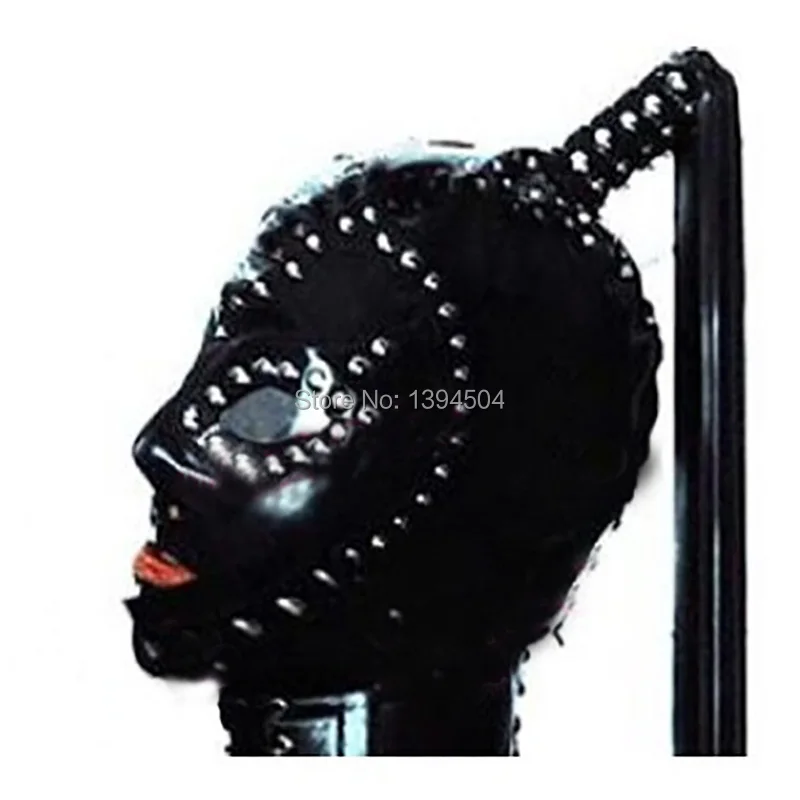 new-hot-exotic-handmade-sexy-lingerie-bodysuit-latex-mask-tress-riveting-hood-fetish-black-black-women-hoods-plus-size