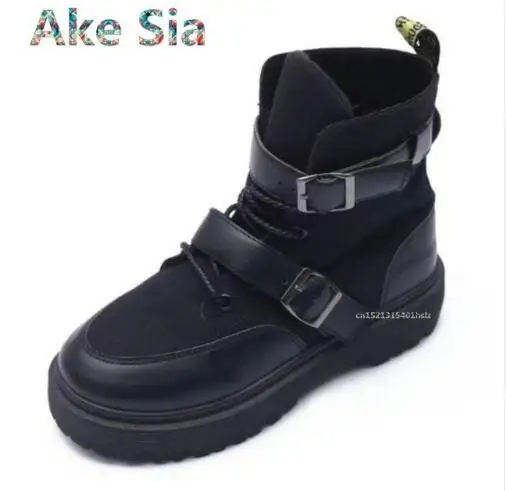 

Ake Sia 2017 autumn and winter new Martin boots lace casual single Harajuku retro thick-bottomed boots women plus cashmere #6