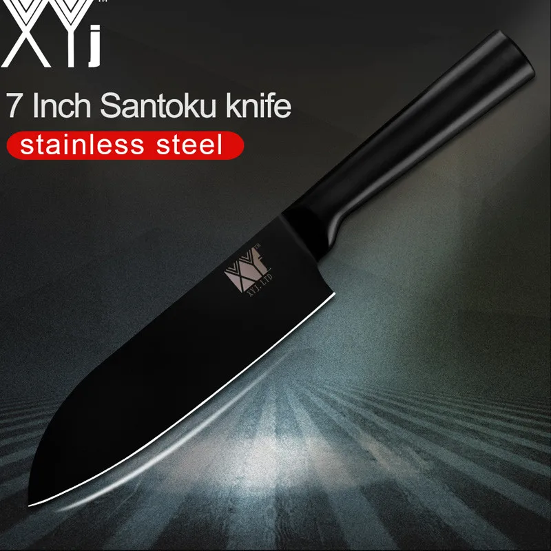 XYj 4 шт. нескользящий набор ножей из нержавеющей стали 7 ''Santoku 6,5'' разделочный 5 ''универсальный нож инструменты для приготовления мяса рыбы - Цвет: 7 inch Santoku Knife