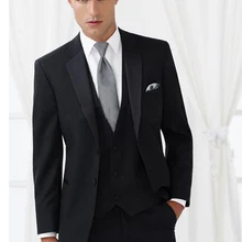 Обычный заказ черный мужчины костюм, Сделанные на заказ костюм, Мужчины в свадьба костюм, Приталенный подходящие жениха смокинг для мужчины