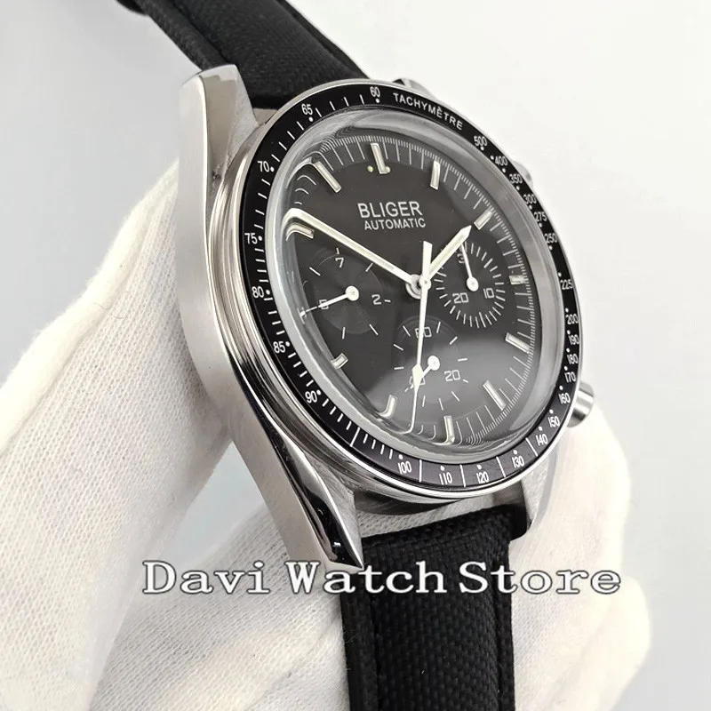black dial Bliger новые роскошные 40 мм Автоматические Мужские часы с датой и индикатором недели 2908 - Цвет: black dial