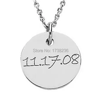 

Personalized Custom Design Diy Engraving Round Disc Date Charm Necklace