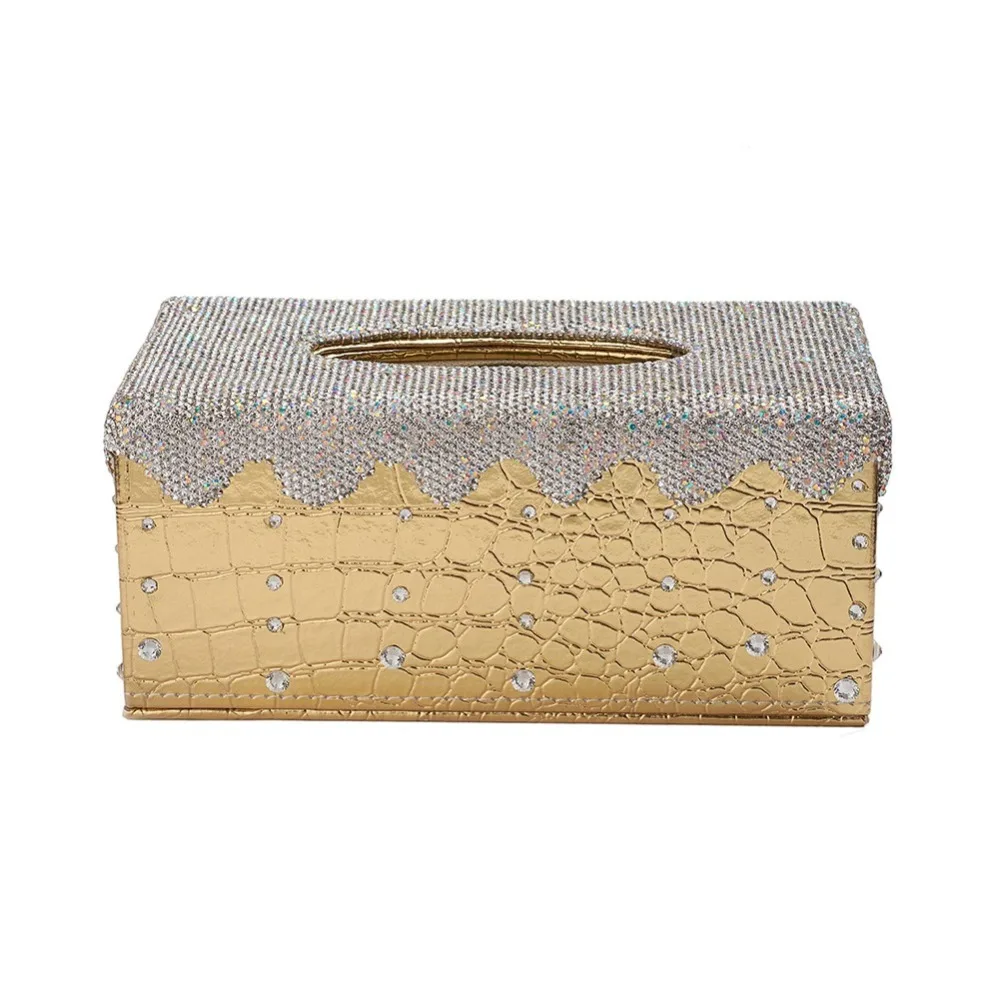 

Shinny Tissue Box Cover Rectangular Holder for Home Car Office Decor