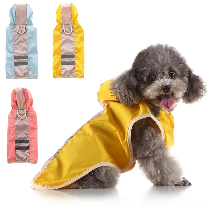 Модный дождевик для животных плащ для собак, домашних животных плащ легкая одежда водонепроницаемый для дождевик для маленьких собак с капюшоном для маленьких больших