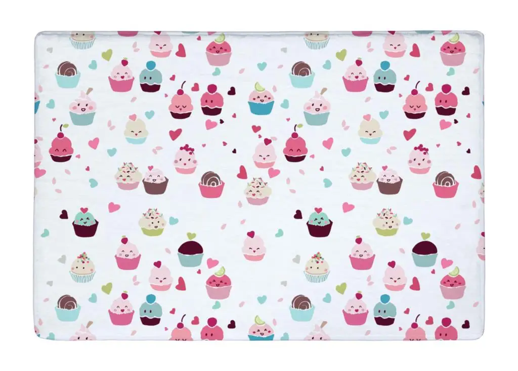 Floor Mat Cute Love Cupcakes food Seamless Print Non slip Rugs Carpets