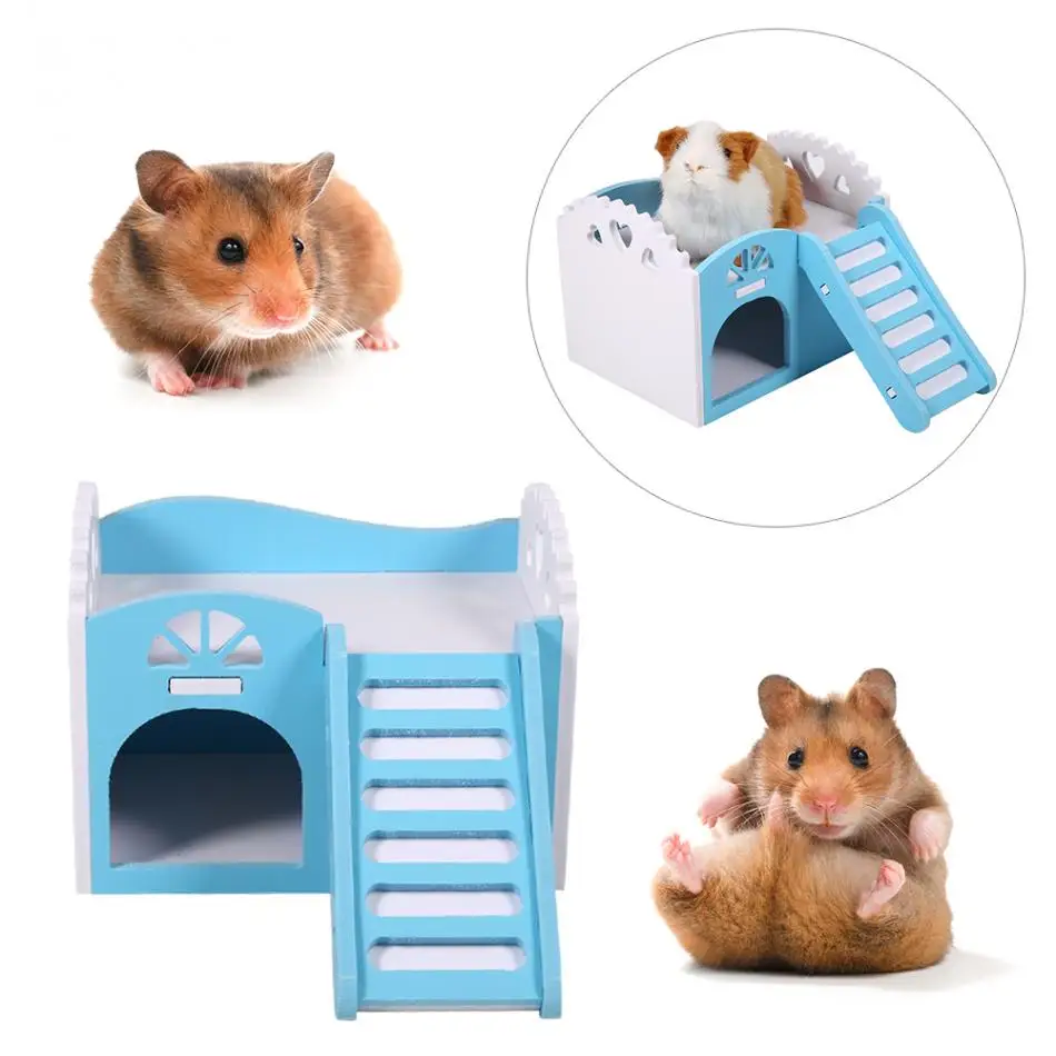 Pet зверек хомяк крыса деревянный дом 2 этажа платформа с лестницы Хомяк Спящая театр гнездо хомяк упражнения игрушка