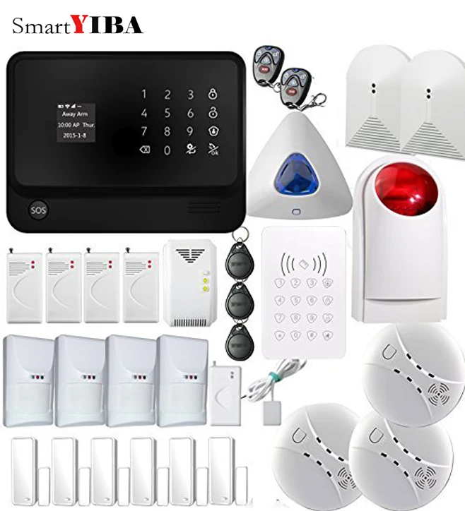SmartYIBA GSM GPRS Alarm G90B Plus APP Control RFID Keypad WIFI Shock Sensor Water Leakage Glass Break Blue Flash Siren Alarm SmartYIBA GSM GPRS Alarm G90B Plus APP Control RFID Keypad WIFI Shock Sensor Water Leakage Glass Break Blue Flash Siren Alarm