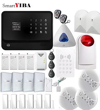 

SmartYIBA GSM GPRS Alarm G90B Plus APP Control RFID Keypad WIFI Shock Sensor Water Leakage Glass Break Blue Flash Siren Alarm