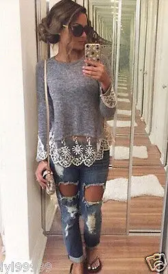

Women Long Sleeve Loose Cardigan Knitted shirt Pullover Knitwear gray wear shirt blouse woman femme blause