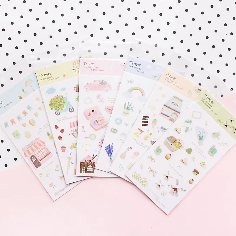 

6pcs/pack Ownday To Travel Bullet Journal Decor Sticker Diary Album Label Sticker DIY Scrapbooking Stationery Stickers Escolar