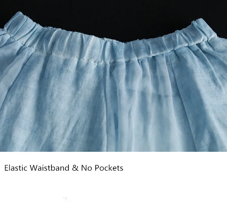 LZJN Original 2019 Ethnic Linen Skirt Elastic Waistband Long Women A-Line Pleated Skirts Beach Boho Vintage Summer Skirts Faldas (9)