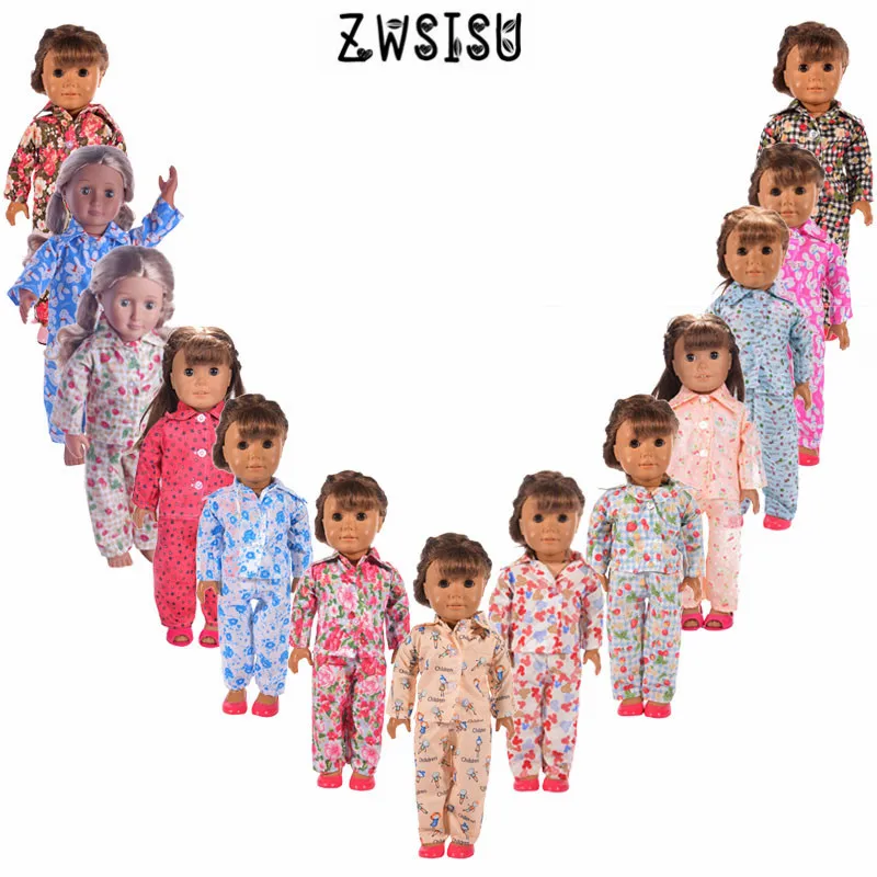 

Cute Doll Clothes Toy 15 Piece Pajama Set fit 18 inch American Female Doll Accessories Children's Christmas Gifts