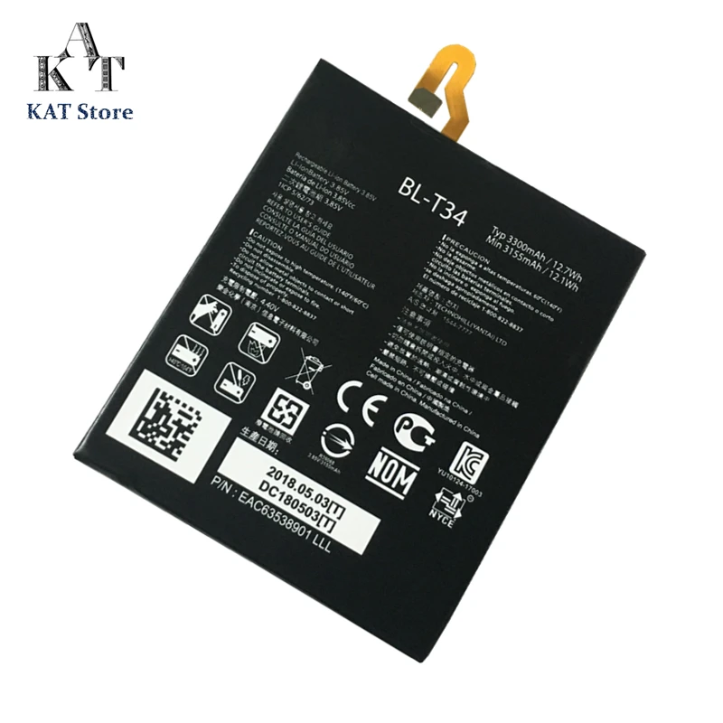 

Mobile Phone Battery For LG V30 V30+ V30A H930 H932 LS998 3300mAh Batteries BL-T34 Rechargeable Accumulator
