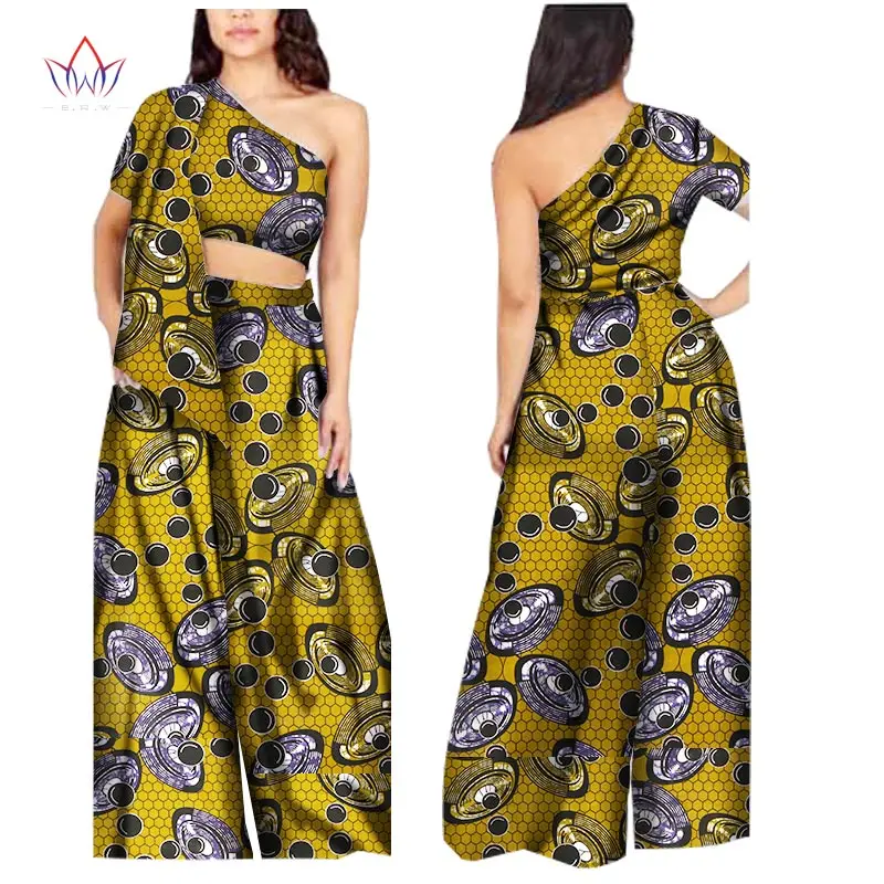 Новое прибытие Африка брюки набор для женщин топ dashiki и брюки комплект из 2 предметов Bazin Riche большого размера в африканском стиле Одежда WY1391