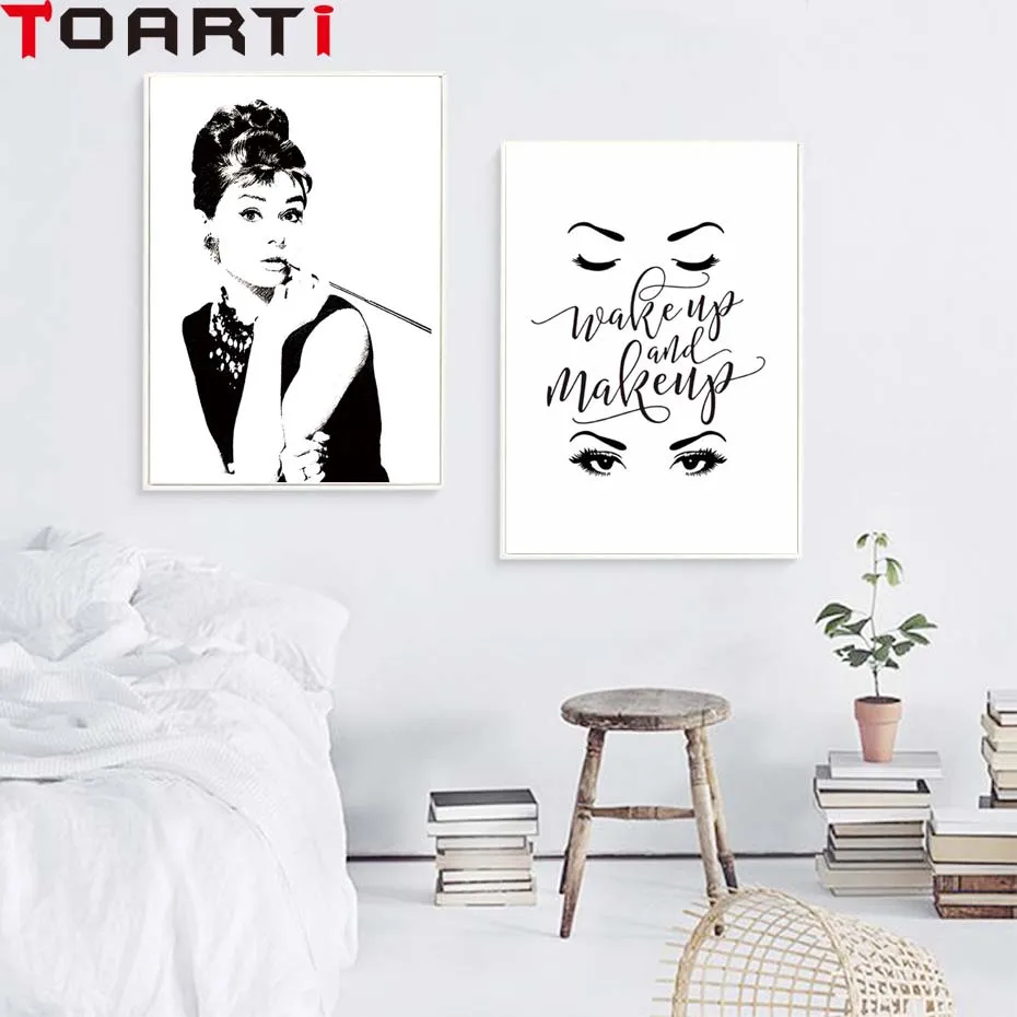 Audrey Hepburn Lipstick Wall Art Poster&Prints Modern Home Decor Canvas Painting Modular Wall Picture For Elegance Girls Bedroom (1)