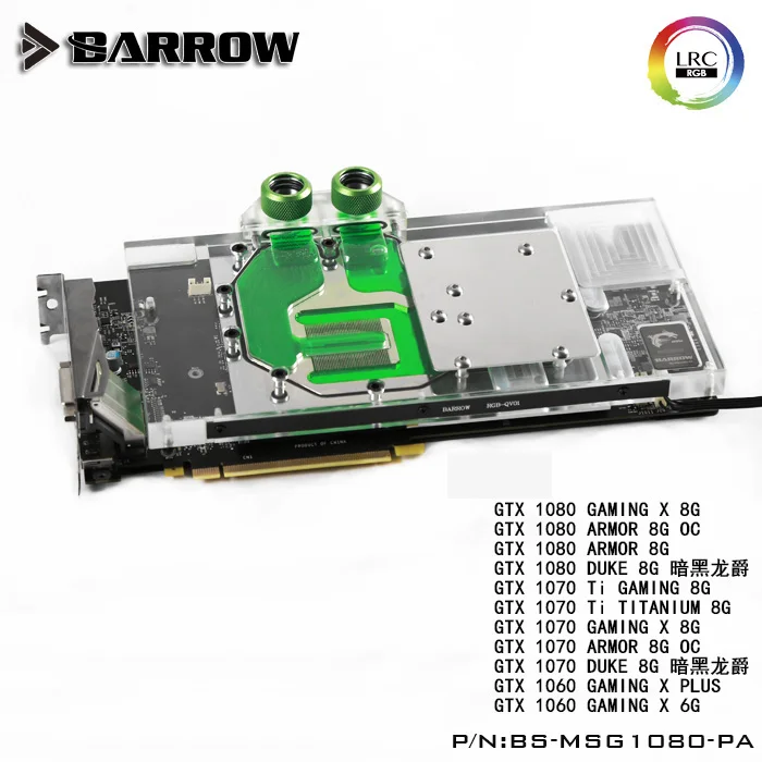  BARROW Full Cover Graphics Card Block use for MSI ARMOR/GTX1080/1070/1060 GAMING X DUKE GPU Radiato