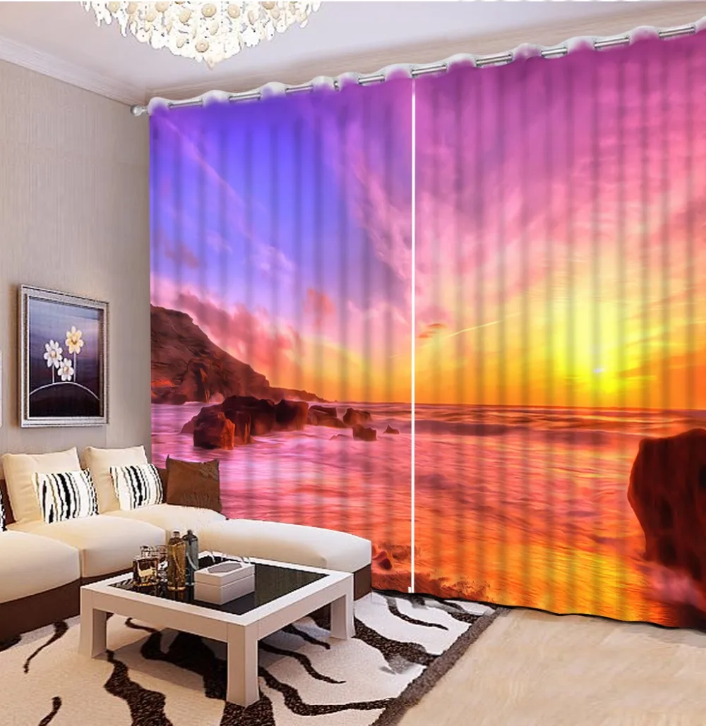 

Custom Living room Curtains Creative beautiful colorful sea landscape Blackout Window Curtains Home Decor Children Room Curtains