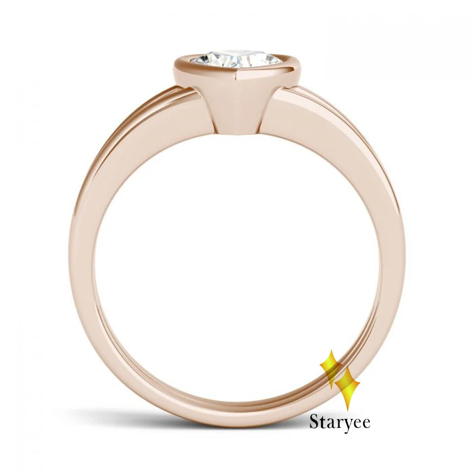 Сертифицированное 1.0ct 5,5 мм Сердце Муассанит солитер обручальное кольцо в реальном 14 к розовое золото лабораторный алмаз набор юбилей ювелирные изделия