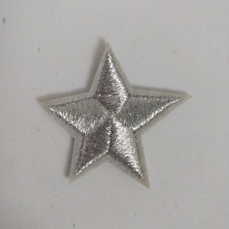 

20pcs Sliver Star Military Badge Jacket Patch parches bordados Iron On Patches For Clothes Patchwork Embroidered Appliques Decor