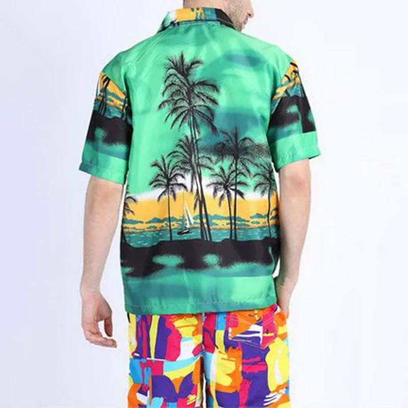 Мужская Гавайская пляжная рубашка для серфинга мужская Свободная рубашка для плавания с принтом рукав брендовая одежда для плавания плюс размер 4XL 3XL