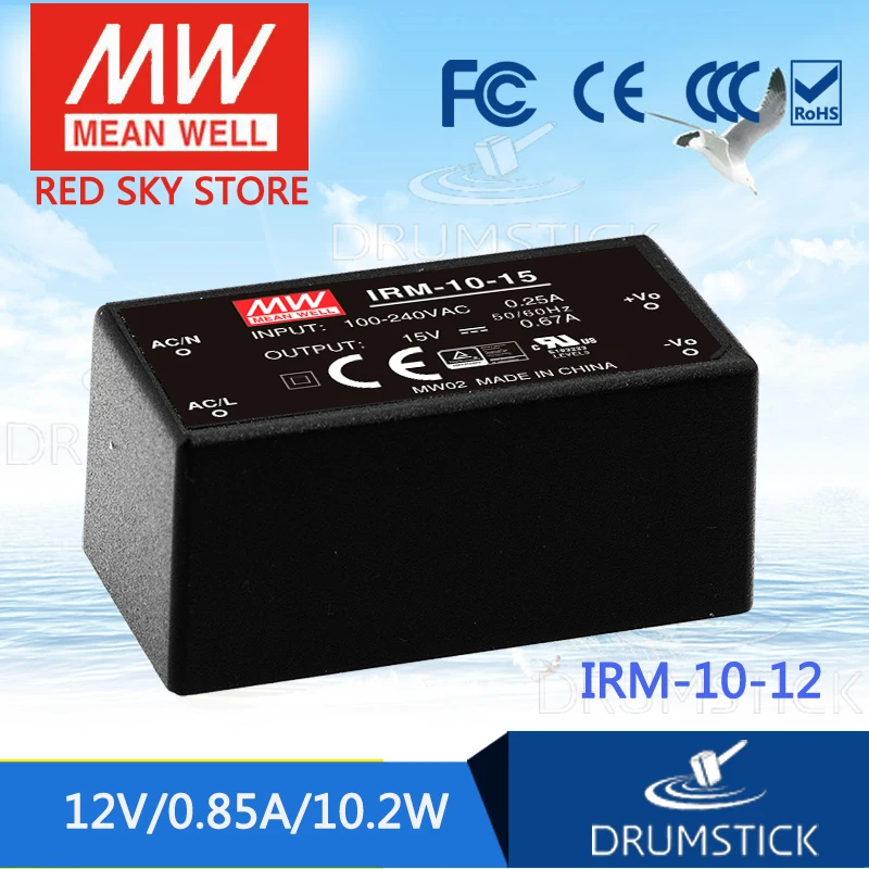 MEAN WELL IRM-10-12 12V 0.85A meanwell IRM-10 12V 10,2 W одиночный выход инкапсулированного типа