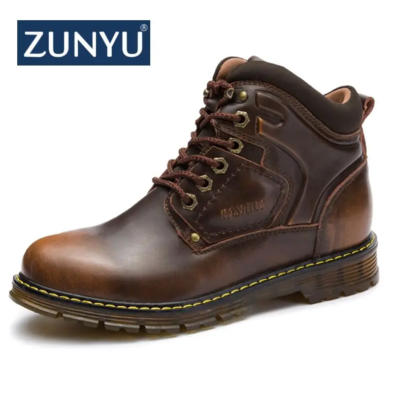 

ZUNYU Autumn Men's Boots Leather Mens Working Boots, High-quality Handmade Tooling Retro Fashion Casual Boots Man Botas Hombre