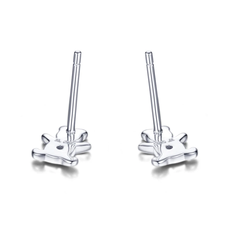 DOUBLE-R 0.01 diamond Серьги 925 Серебро Медведь Серьги-гвоздики Ювелирные изделия с алмазами Ювелирные украшения для женщин