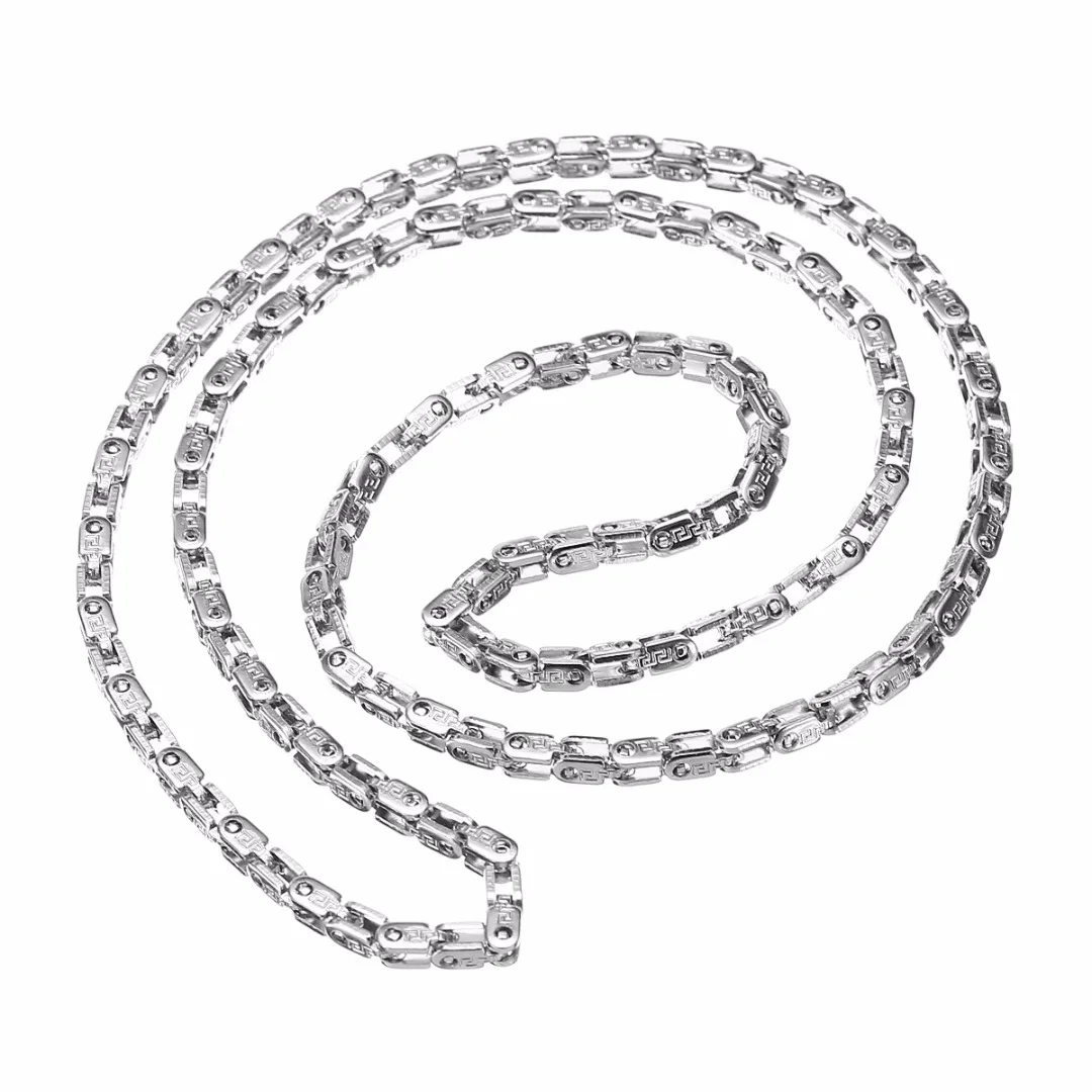 Punk Men Bicycle Bike Chain Necklace Shellhard Vintage Stainless Steel Silver Plated Necklaces Chains For Women Jewelry