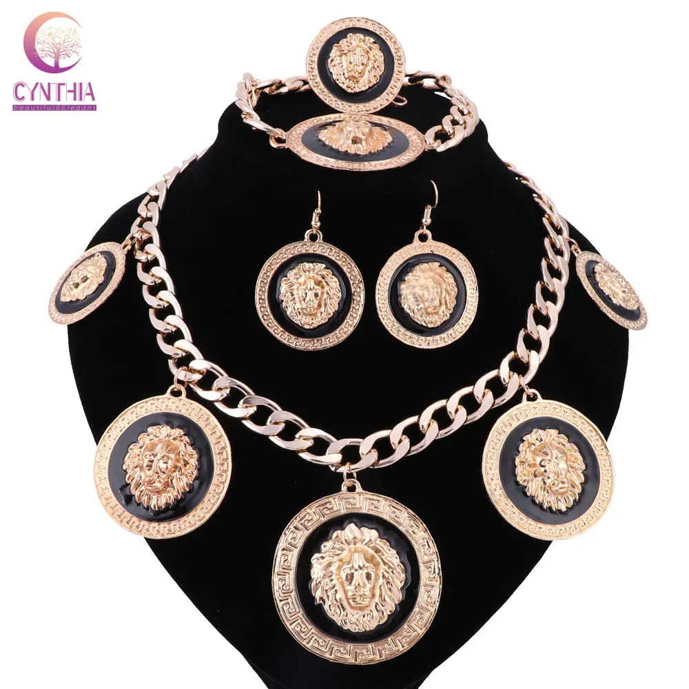 Women 5 colors Gold silver plated jewelry sets Trendy with earrings statement necklace for party wedding
